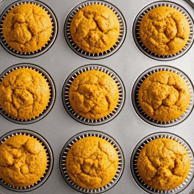 Pumpkin Muffins Recipe 3 Pumpkin Muffins in muffin tray
