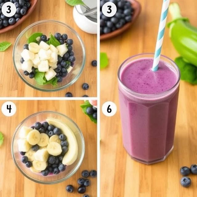 Blueberry Banana Spinach Smoothie 1 steps bt steps instructions for Ingredients for Blueberry Banana Spinach Smoothie