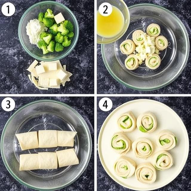 Easy Broccoli Cheese Pinwheels for Kids and Toddlers 2 steps by steps instruction for Broccoli Cheese Pinwheels
