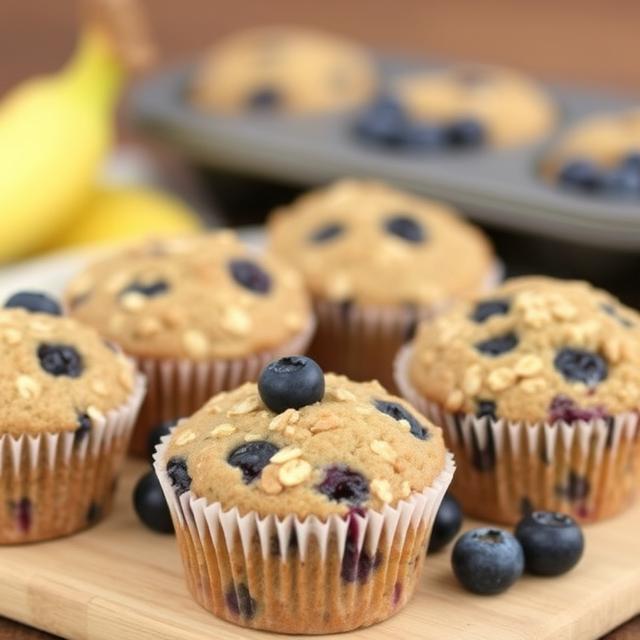 Banana Blueberry Oat Muffins 2 Banana Blueberry Oatmeal Muffins Recipe