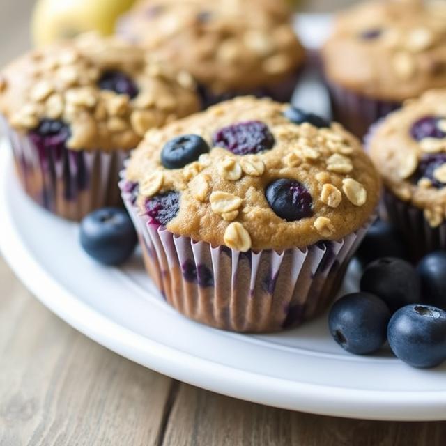 Banana Blueberry Oatmeal Muffins