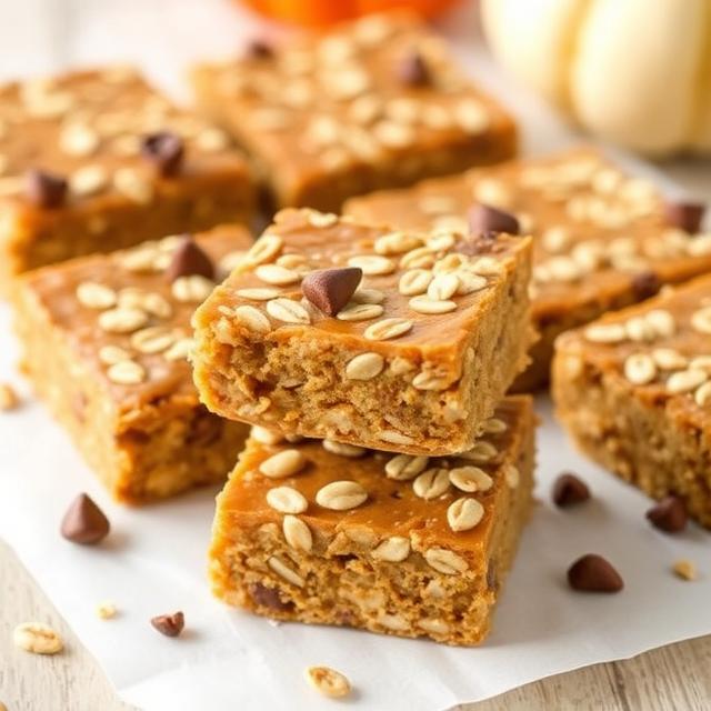 Pumpkin Oat Bars Recipe 1 Pumpkin Oat Bars with chocolate chips