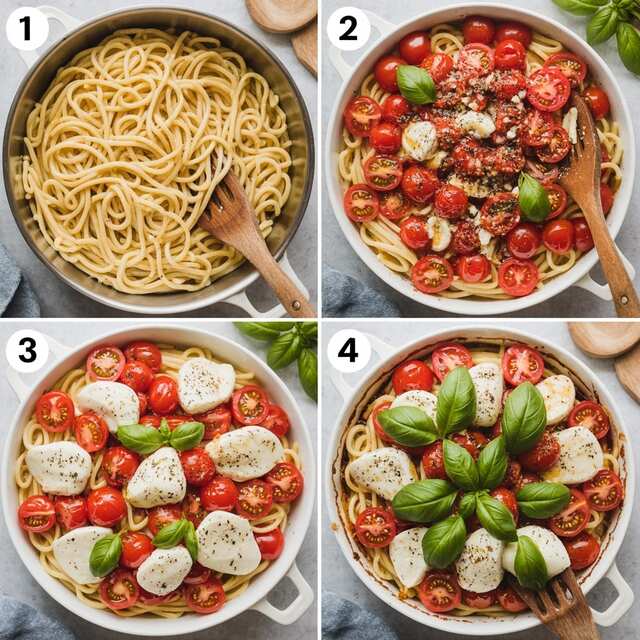 Baked Caprese Pasta 2 Steps by steps instruction for Baked Caprese Pasta