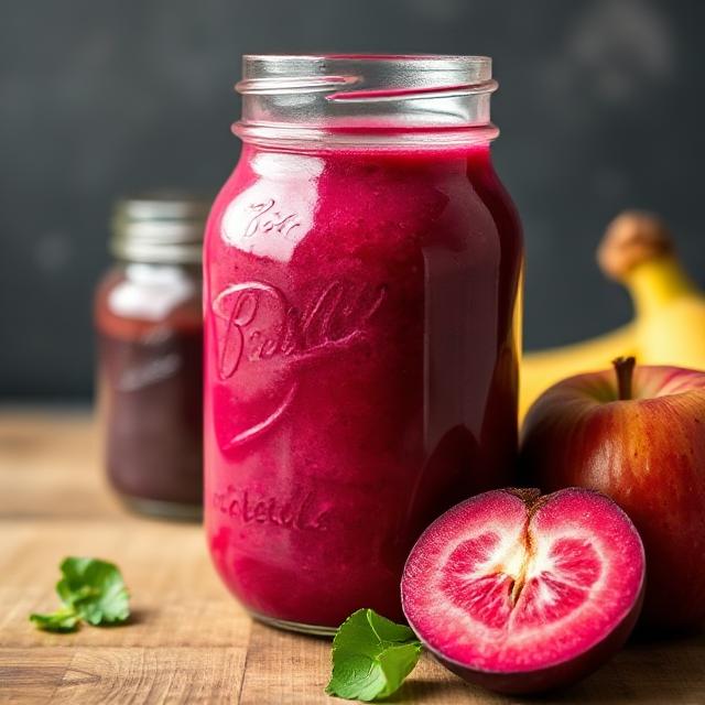 Beetroot Apple Banana Smoothie  3 Beetroot Apple Banana Smoothie in jar