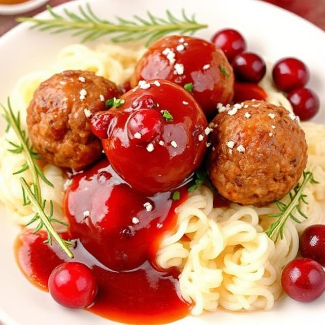 Cranberry Meatball with noddles