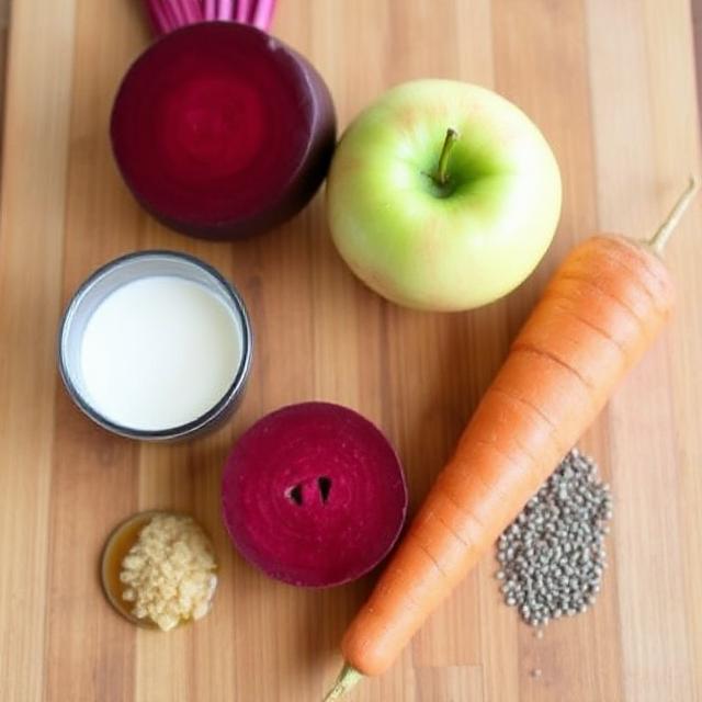 Ingredients for making Beetroot Apple Carrot Smoothie