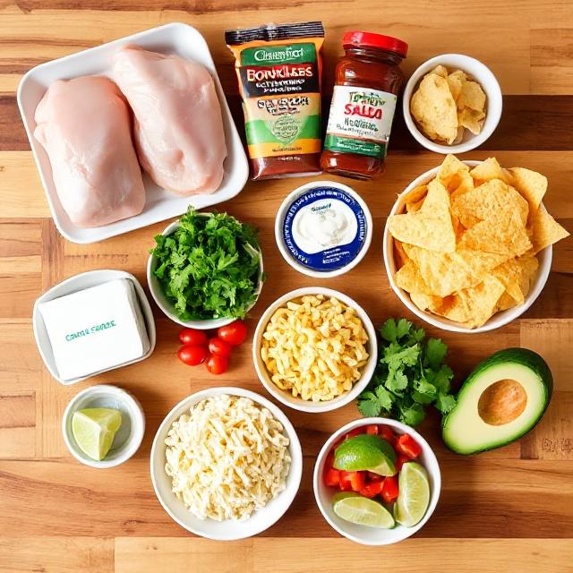 Ingredients for Crockpot Chicken Nachos