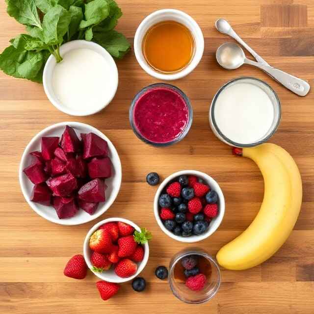 Ingredients for making Beetroot Berry Smoothie