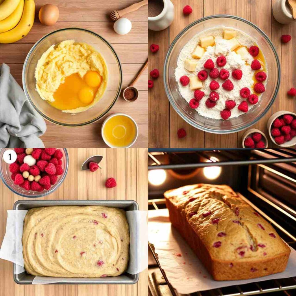 Steps of Making Raspberry Banana Bread
