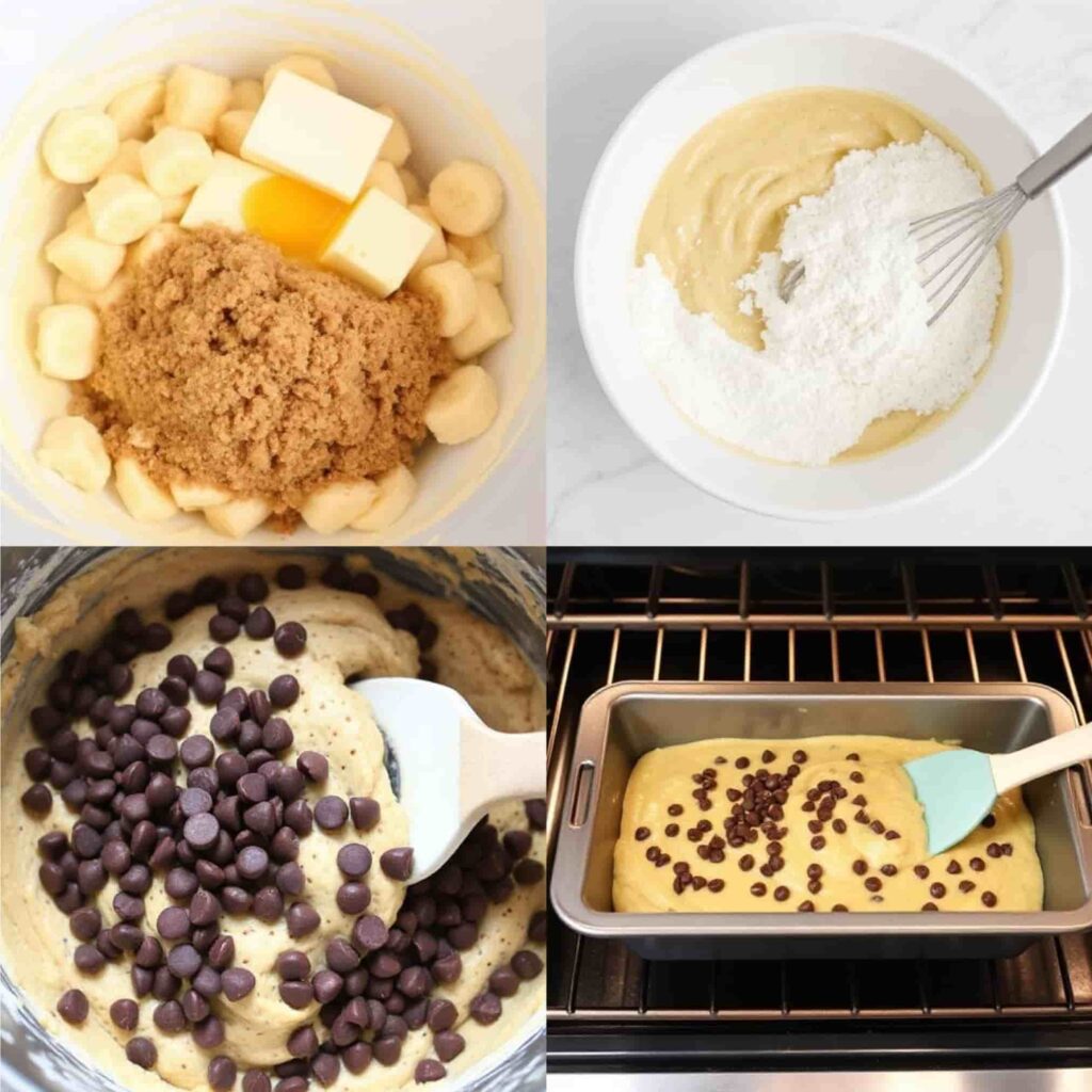 Chocolate Chip Banana Bread 1 4 steps of making Chocolate Chip Banana Bread