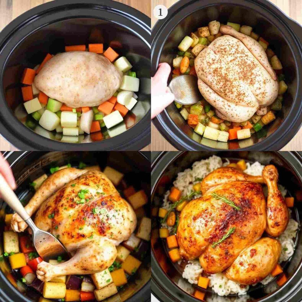 Steps of making Crockpot Roasted Chicken
