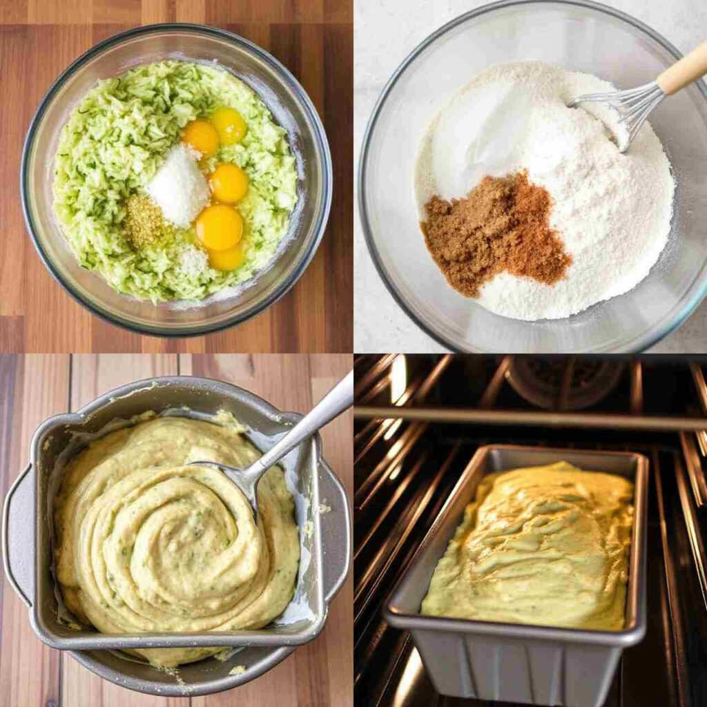 Steps of making  Zucchini Bread