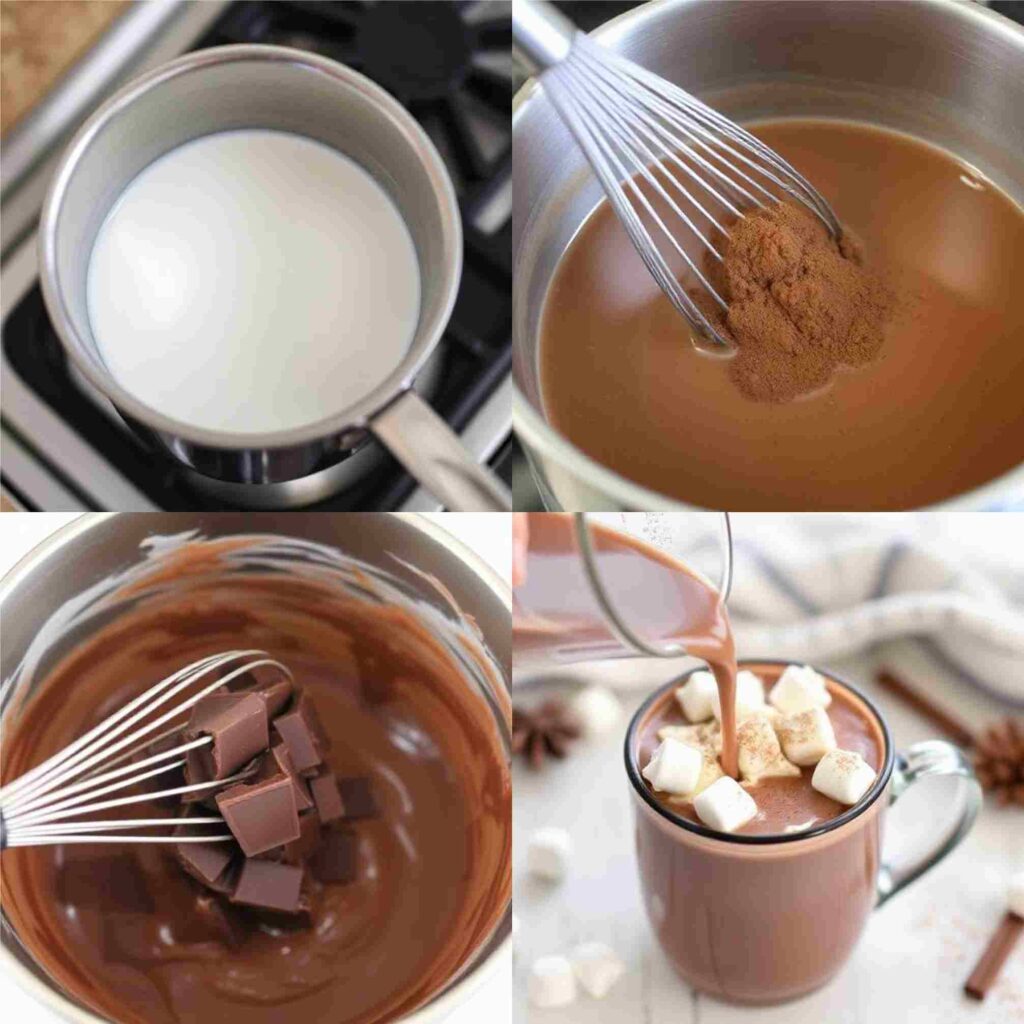 steps of making Homemade Hot Chocolate