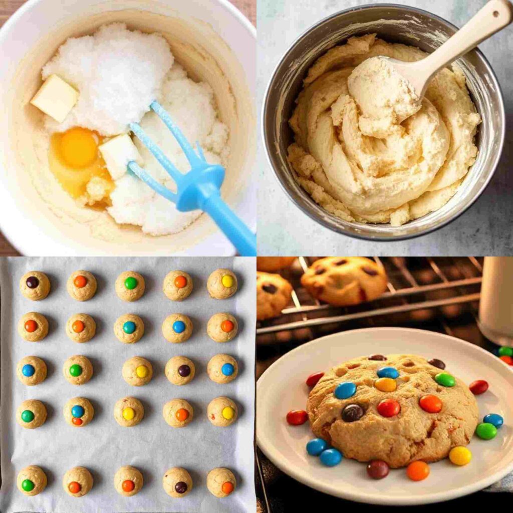 Homemade M&M Cookies 2 steps of making M&M Cookies
