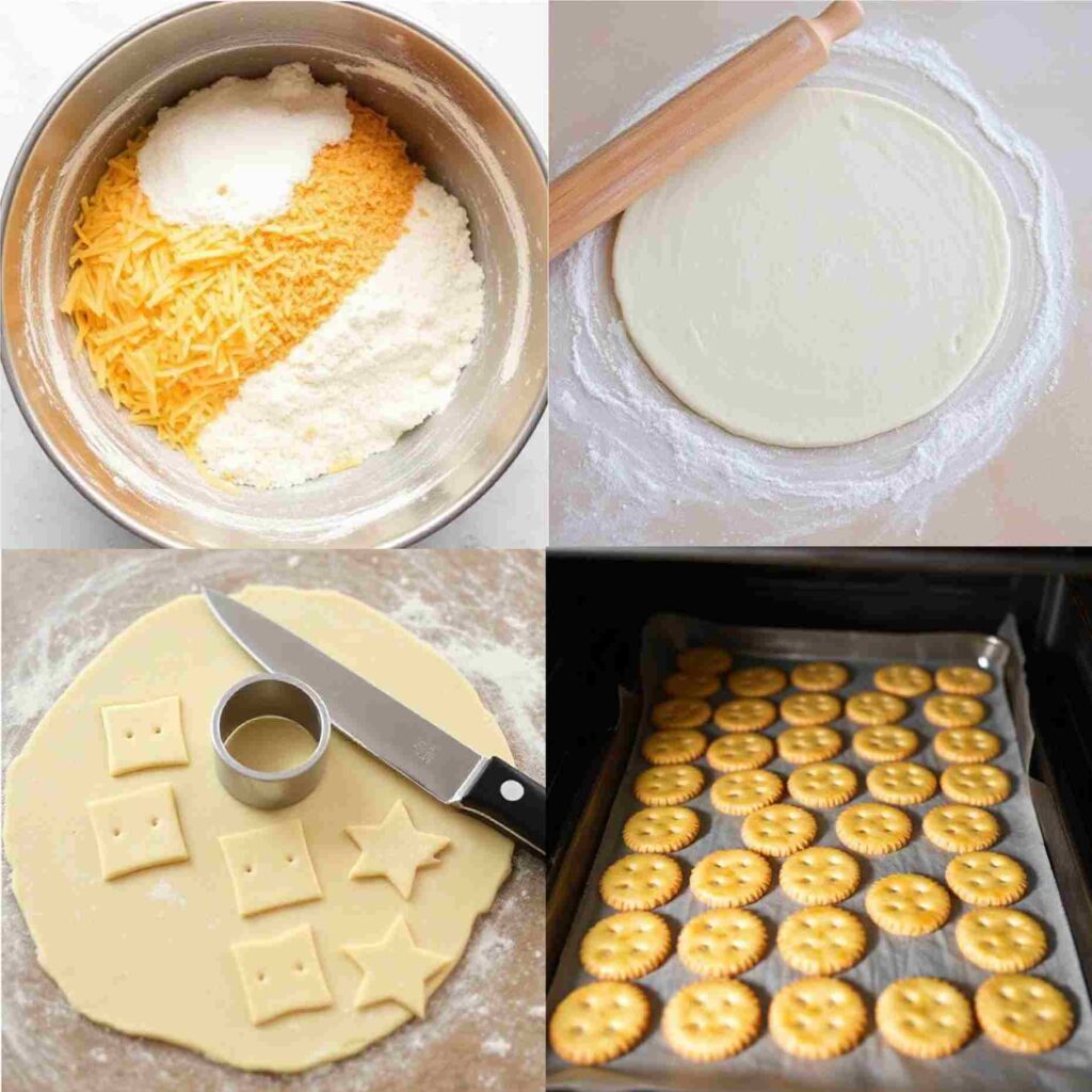 Steps of making 2 ingredient cheese crackers
