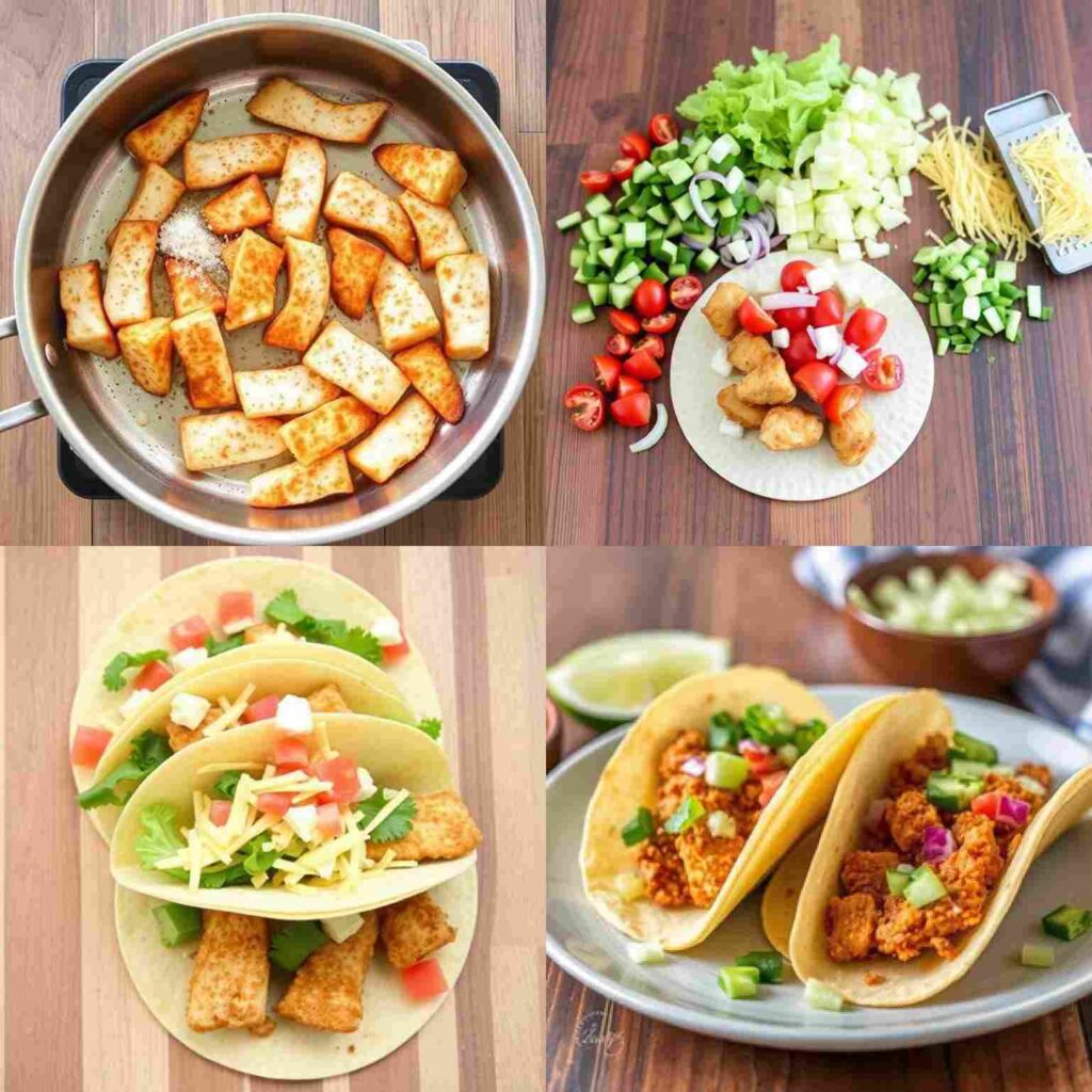 Steps of making Crispy Chicken Tacos