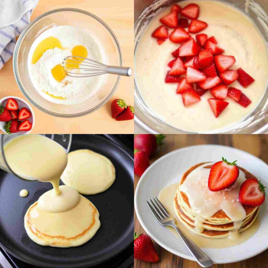 Steps of making Strawberry Pancakes