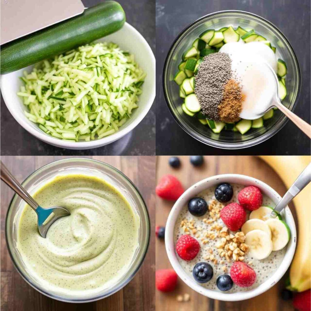 steps of making Zucchini Chia Pudding